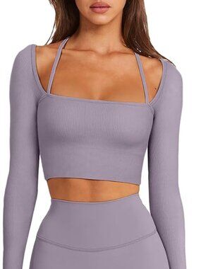 Square Neck Crop Top Ribbed